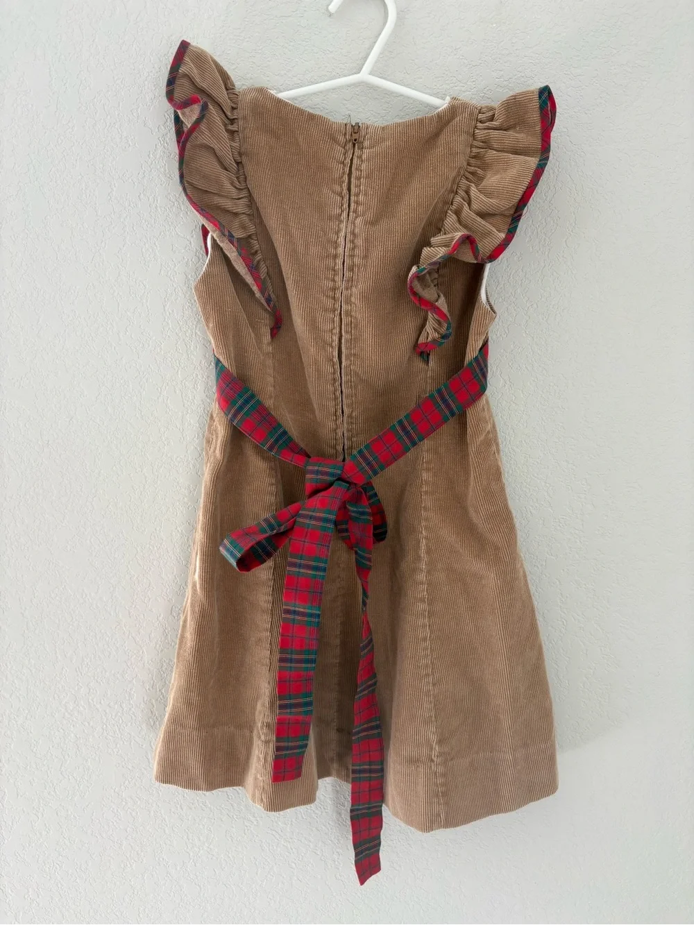 Vintage Girls First day of school dress Apple Corduroy Ruffle Sun Dress Size 5